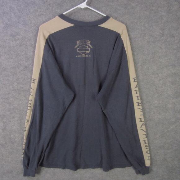 Harley-Davidson Shirt Mens XL Gray Long Sleeve Henley Bumpus Murfreesboro Dealer - Picture 7 of 8